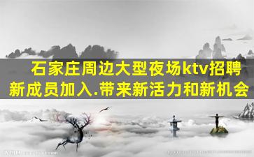 石家庄周边大型夜场ktv招聘新成员加入.带来新活力和新机会